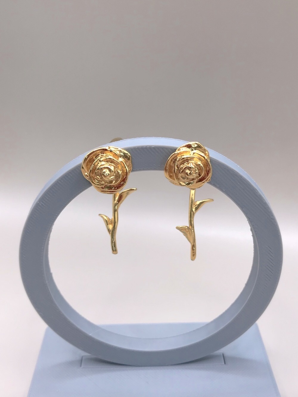 EBJ Gold-Tone Rose & Stem Drop Earrings